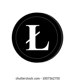 Cryptocurrency, litecoin icon black and white logo