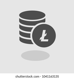 Cryptocurrency Litecoin Icon Vector. Payment system. Coins and Litecoin icon isolated on white background. Flat design style. Business/finance concept.