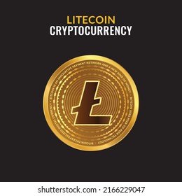 Icono del logotipo de cifrado de litecina de criptodivisa. ilustración vectorial sobre fondo negro. Moneda digital. 
