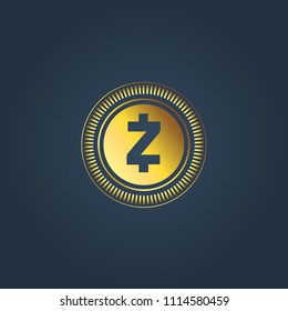 Cryptocurrency logo concept. Gold coin concept. Vector. Zcash logo.