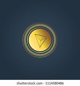 Cryptocurrency logo concept. Gold coin concept. Vector. Tron logo.