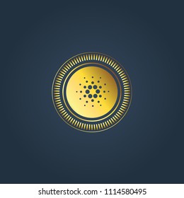 Cryptocurrency logo concept. Gold coin concept. Vector. Cardano logo.