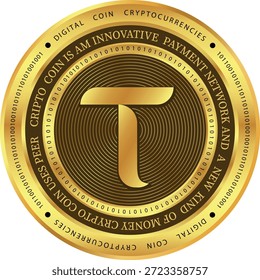 Cryptocurrency logo drawings on transparent background. bittensor-tao coin logo. 3D illustrations.