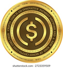 Desenhos do logotipo da criptomoeda no fundo transparente. logotipo da moeda usdc. Ilustrações em 3D.