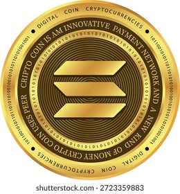 Cryptocurrency logo drawings on transparent background. solana-sol coin logo. 3D illustrations.