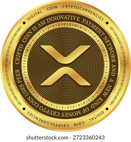 Cryptocurrency logo drawings on transparent background. ripple-xrp coin logo. 3D illustrations.