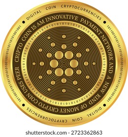 Cryptocurrency logo drawings on transparent background. cardano-ada coin logo. 3D illustrations.