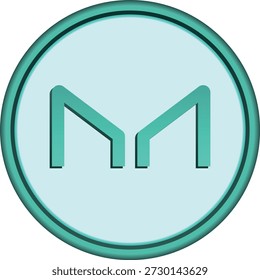 Cryptocurrency logo drawings on transparent background. maker-mkr coin logo. 3D illustrations.