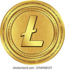 Cryptocurrency logo drawings on transparent background. litecoin-ltc coin logo. 3D illustrations. Metal-look cryptocurrency images.