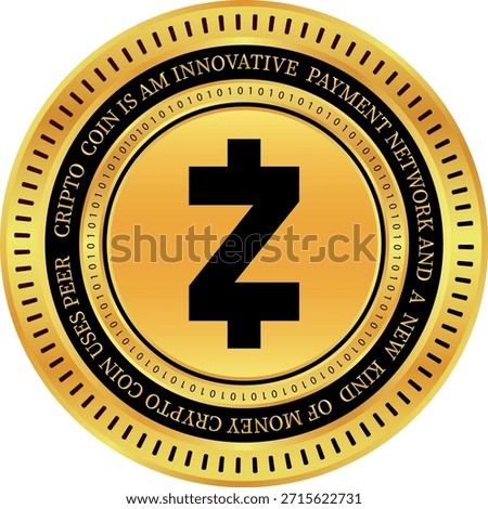 Cryptocurrency logo drawings on transparent background. zcash-zec coin logo. 3D illustrations.