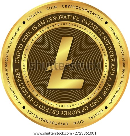 Cryptocurrency logo drawings on transparent background. litecoin-ltc coin logo. 3D illustrations.