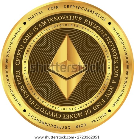 Cryptocurrency logo drawings on transparent background. ethereum-eth coin logo. 3D illustrations.