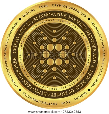 Cryptocurrency logo drawings on transparent background. cardano-ada coin logo. 3D illustrations.