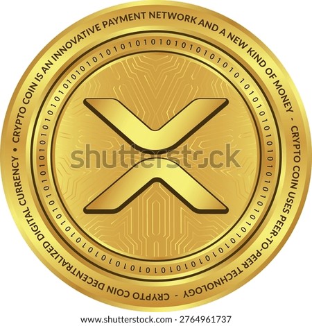 Cryptocurrency logo drawings on transparent background. ripple-xrp coin logo. 3D illustrations. Metal-look cryptocurrency images.