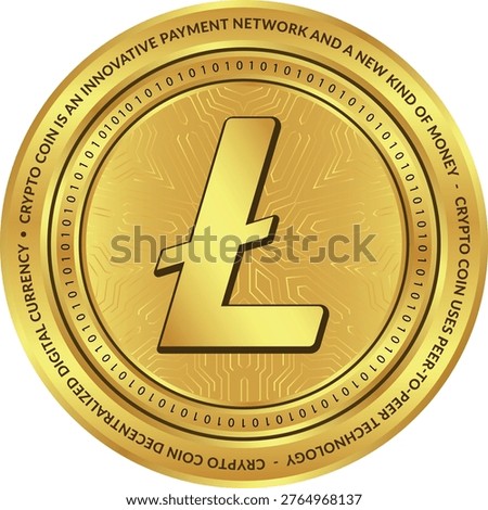 Cryptocurrency logo drawings on transparent background. litecoin-ltc coin logo. 3D illustrations. Metal-look cryptocurrency images.