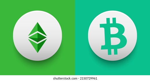 Cryptocurrency logo of Ethereum Classic ETC and Bitcoin Cash BCH symbol. Futuristic fintech based on block chain and virtual money concept vector templates. Can be used as icon, badge and sticker