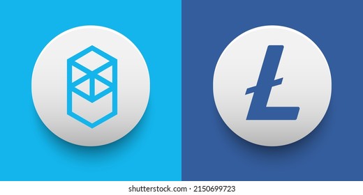 Cryptocurrency logo of Fantom FTM and Litecoin LTC symbol. Futuristic fintech based on block chain and virtual money concept vector templates. Can be used as icon, badge, sticker and banner design