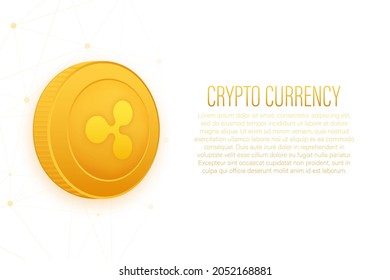 Logo de Cryptocurrency. Ropa de estilo plano sobre fondo dorado. Diseño vectorial aislado. Tecnología de Internet.