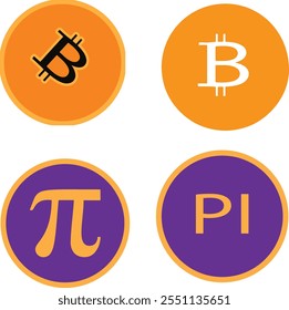 Logotipo de criptomoneda. Un conjunto de los mejores logotipos de tokens de criptomonedas. Bitcoin, Ilustración vectorial de Editorial Pi