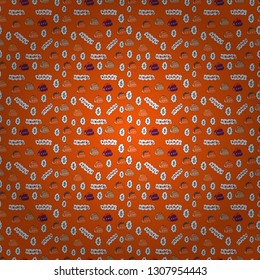 Cryptocurrency logo sigh. On orange and white colored background. Digital money. Flat style. Vector illustration. Block chain, finance symbol. Seamless business pattern. Bitcoin concept.