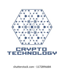Cryptocurrency logo  template. Blockchain concept emblem.