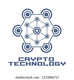Cryptocurrency logo  template. Blockchain concept emblem.