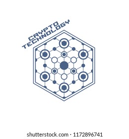 Cryptocurrency logo  template. Blockchain concept emblem.