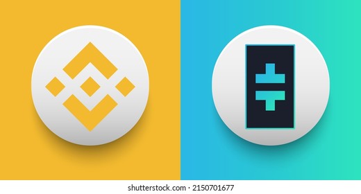 Cryptocurrency logo of Theta THETA and Binance Coin BNB symbol. Futuristic fintech based on block chain and virtual money concept vector templates. Can be used as icon, badge, sticker and banner