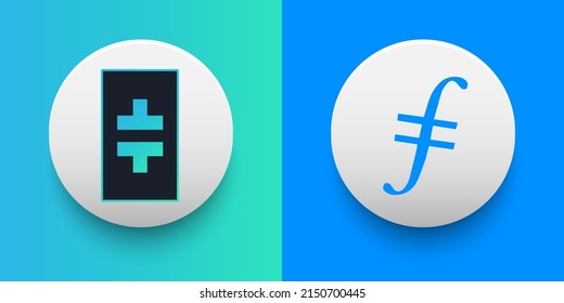 Cryptocurrency logo of Theta THETA and Filecoin FIL symbol. Futuristic fintech based on block chain and virtual money concept vector templates. Can be used as icon, badge, sticker and banner design