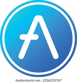 Cryptocurrency logos in blue circle. aave coin vector illustrations. 3d illustrations.