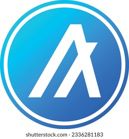 Cryptocurrency logos in blue circle. algorand-algo coin vector illustrations. 3d illustrations.