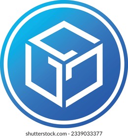 Cryptocurrency logos in blue circle. vector logo images. 3d illustrations.