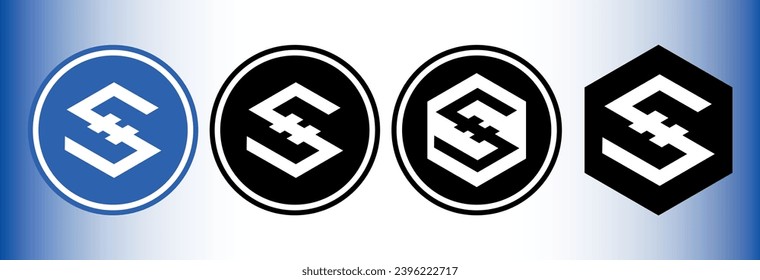 Cryptocurrency logos in colorful circle. vector logo images. 3d illustrations.