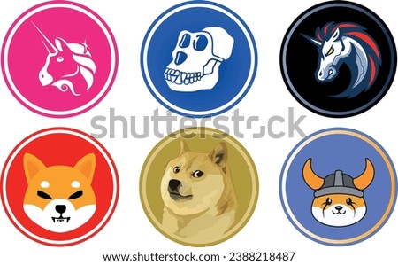 Cryptocurrency logos in colorful circle. vector logo images. 3D drawings.