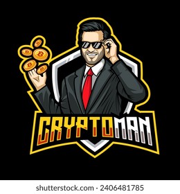 Cryptowährung man-Maskottcharakter für den Bergbau
