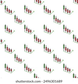 Cryptocurrency Market Trading vector Candlestick Chart concept colored seamless pattern