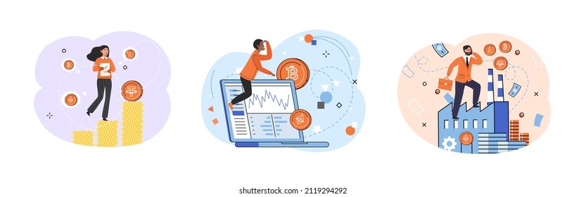 Metáfora del mercado de criptodivisa. Plataforma de inversión de criptodivisa. Bolsa de Bitcoin en línea cartera y pagos, transacciones de dinero digital. Estrategias de intercambio de criptografía. plataforma de Exchange