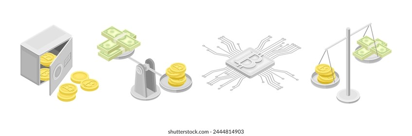 Blockchain de minería de criptomonedas con conjunto de Vectores isométricos de Bitcoin