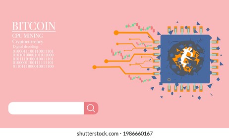 Cryptocurrency mining with cpu digital decryption used as a background image.