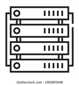 Icono de esquema de granja de minería de datos criptodivisa aislado en fondo blanco.