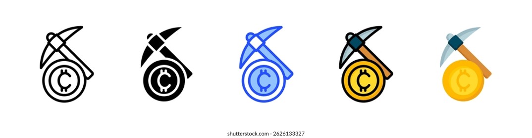 Cryptocurrency Mining Icon Collection With Multiple Styles