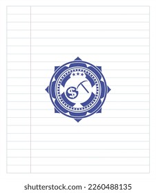 cryptocurrency mining icon draw with pen effect. Blue ink. Vector Illustration. Detailed. 