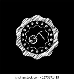 cryptocurrency mining icon drawn with chalkboard texture