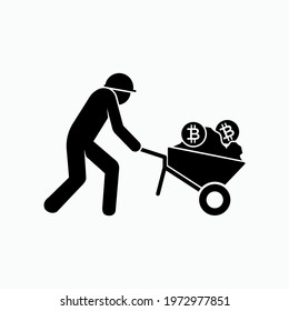 Cryptocurrency Mining Icon. Financial Technology Symbol - Vector.
