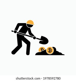 Cryptocurrency Mining Icon. Financial Technology Symbol - Vector.