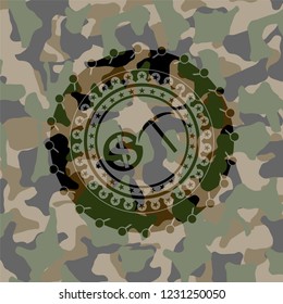 cryptocurrency mining icon inside camo texture