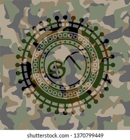 cryptocurrency mining icon inside camo emblem