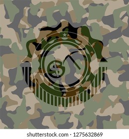 cryptocurrency mining icon inside camouflage emblem