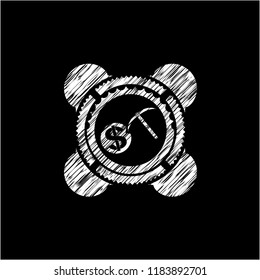 cryptocurrency mining icon inside chalk emblem