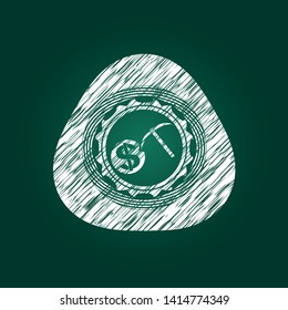 cryptocurrency mining icon inside chalk emblem